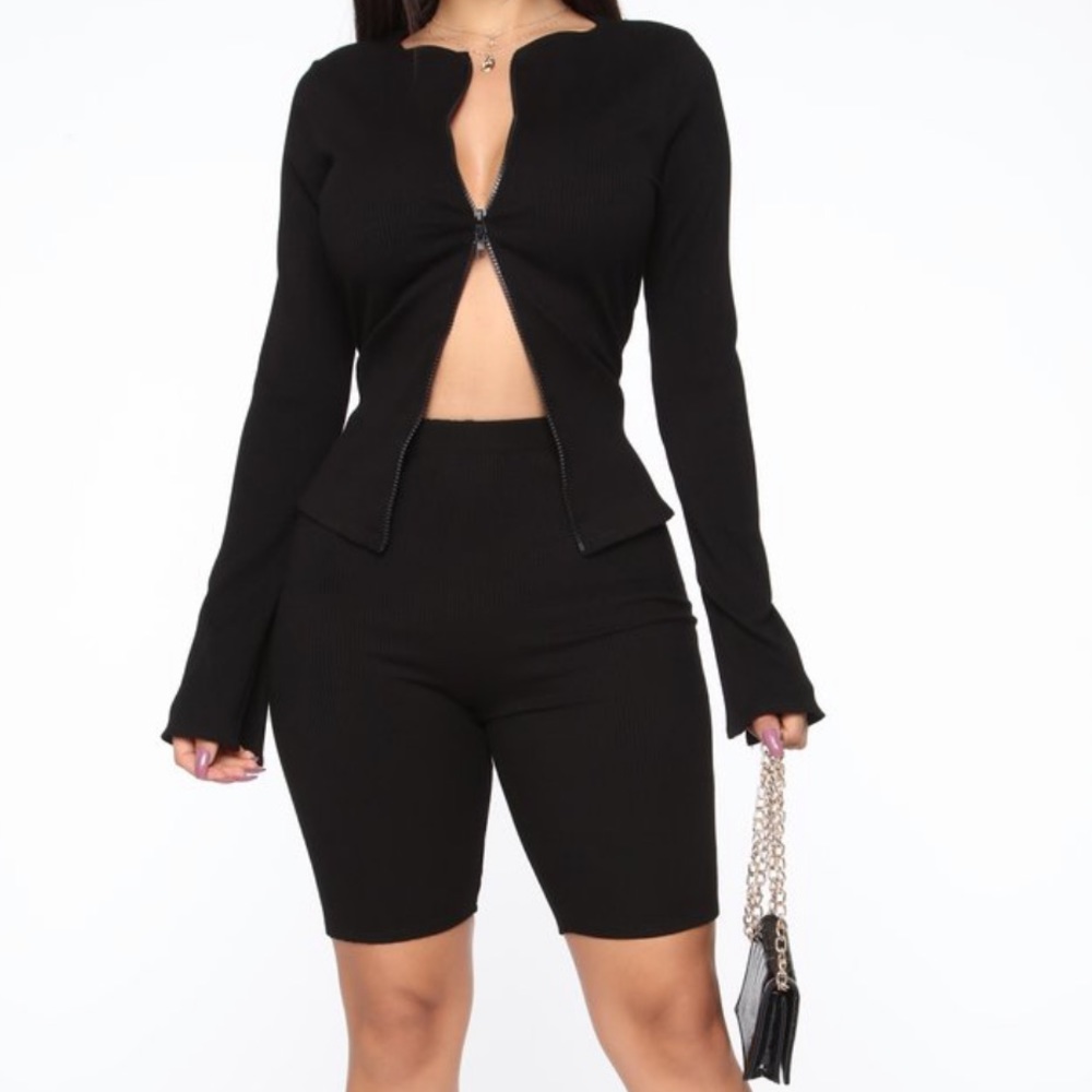 Fashion Nova Zip Up Biker Set